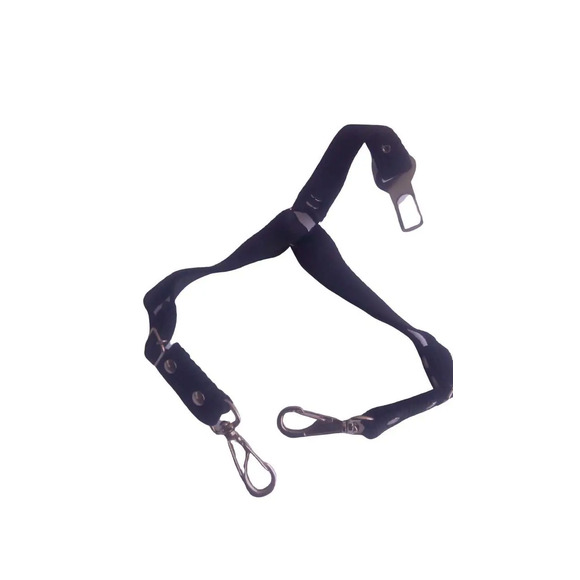 Cinto De Segurança Duplo Preto Inter Pets Para Cão Ou Gato Único