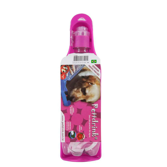 Bebedouro Garrafa Portátil Cães Petdrink Rosa 500 ml