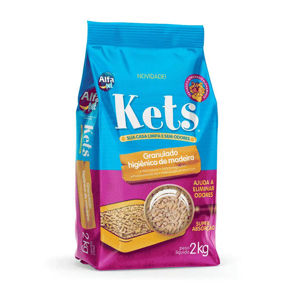 Granulado Higiênico Kets Madeira para Gatos 2 kg