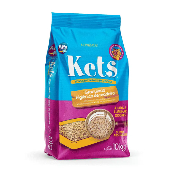 Granulado Higiênico Kets Madeira para Gatos 10 kg