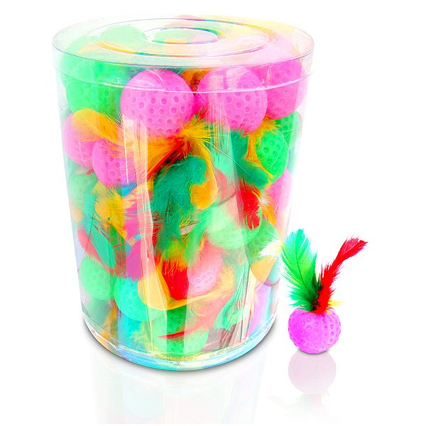 Brinquedo Bola Plastico C Penas