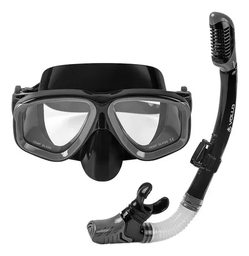 Kit Adulto Masc Silicone+snorkel Silicone+saco Nylon Transp/preto