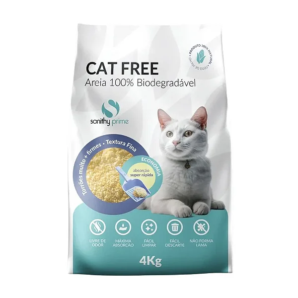 Areia Hig P/gato Cat Free Graos Finos 4kg