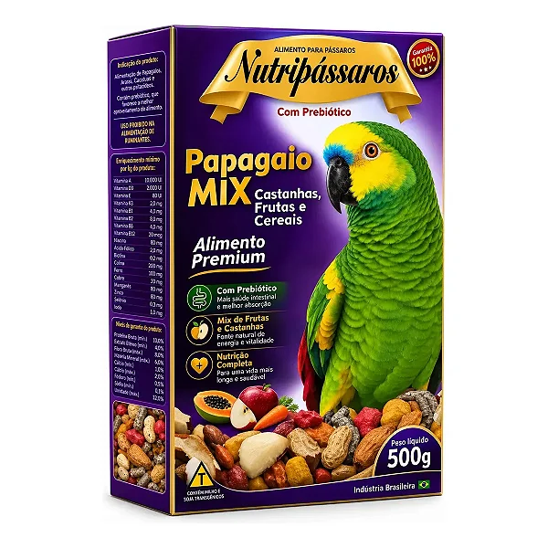 Alim Nutripassaros Papagaio Mix Castanha 500g