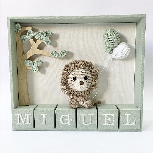 Porta maternidade masculino Safari com 1 amigurumi