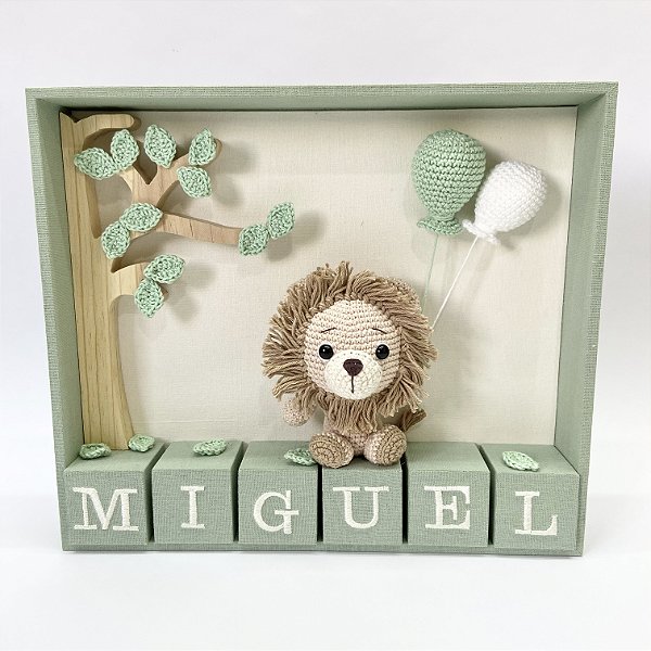 Porta maternidade masculino Safari com 1 amigurumi