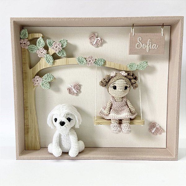 Porta maternidade feminino jardim com cachorrinho