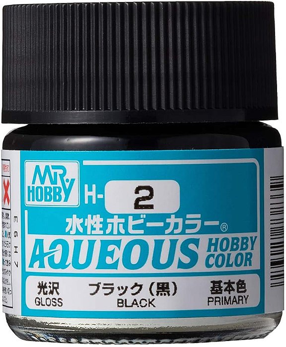 Tinta Acrílica - Mr.Hobby Gunze - Aqueous Hobby Colors H2 - Gloss Black