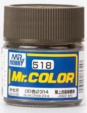 Tinta Laca Acrílica - Mr.Hobby Gunze - Mr.Color C518 - Semi-Gloss Olive Drab