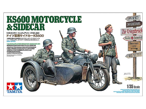 Veículo Militar GERMAN KS600 MOTORCYCLE & SIDECAR WWII - Tamiya #35384 1:35