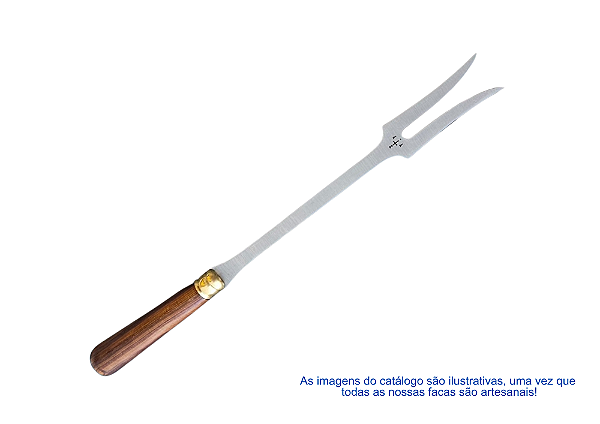 GARFO CHURRASCO AÇO INOX 420 - 10" - CABO MADEIRA DE LEI