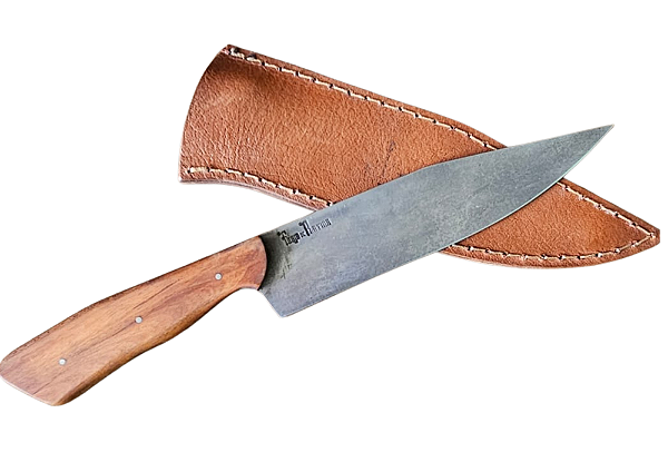 FACA CHURRASCO ESTRUTURA INTEGRAL - AÇO CARBONO - 7" - CABO MADEIRA DE LEI