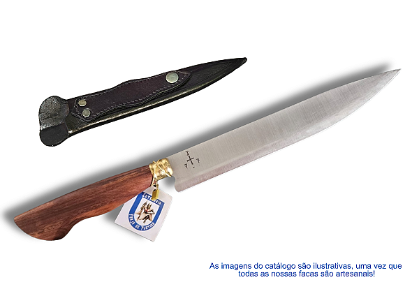 FACA CHURRASCO ESPIGA OCULTA - AÇO INOX 420 - 10" - CABO MADEIRA DE LEI