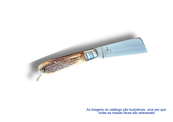CANIVETE INOX 440C - CABO EM CHIFRE DE CERVO - PEQUENO