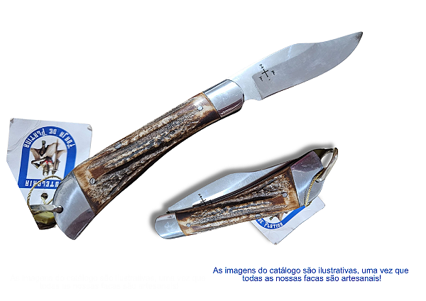 CANIVETE INOX 440C - CABO EM CHIFRE DE CERVO - PEQUENO