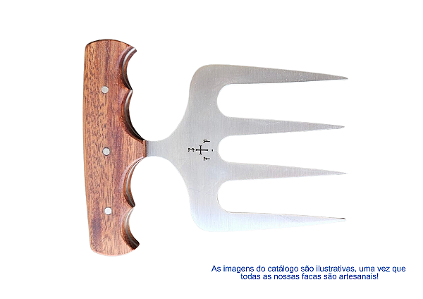GARRA QUATRO DENTES AÇO INOX 420 - CABO MADEIRA DE LEI
