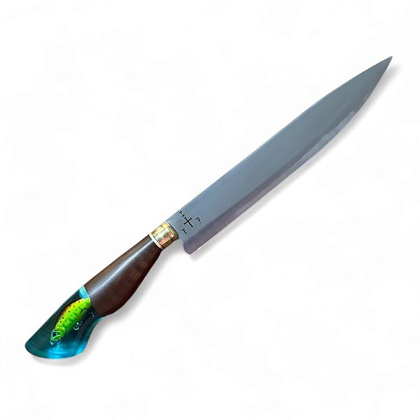 FACA CHURRASCO ESPIGA OCULTA  - AÇO INOX 420 - 10" - CABO PINGENTE PEIXE