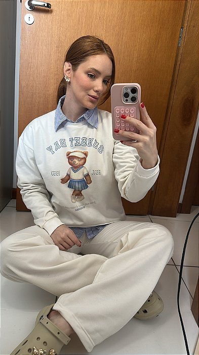 Conjunto moletom Teddy Off White