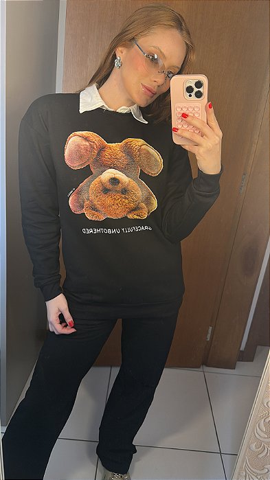 Conjunto Moletom Teddy Preto