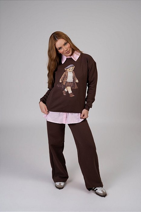 Conjunto Moletom Ursinho Marrom