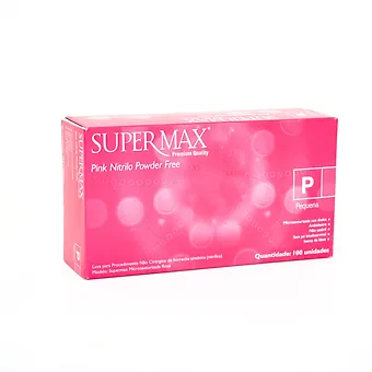 Luva Nitrílica Não Cirúrgica Rosa 100un SUPERMAX