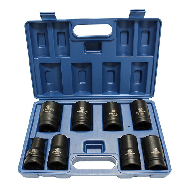 Kit Soquete Impacto 1 Pol Sext 19-41mm Jogo 8 Peças Bremen 9463