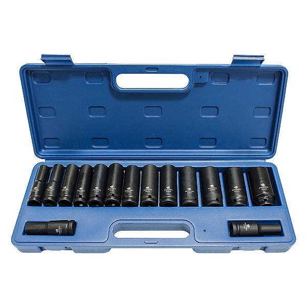Kit Jogo De Soquete Longo De Impacto 1/2 10 A 27 Mm 15un 8880