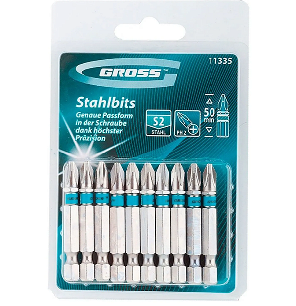 Gross Bits Ph2 1/4 50mm Aço S2 10 Peças 1133555 C/nfe