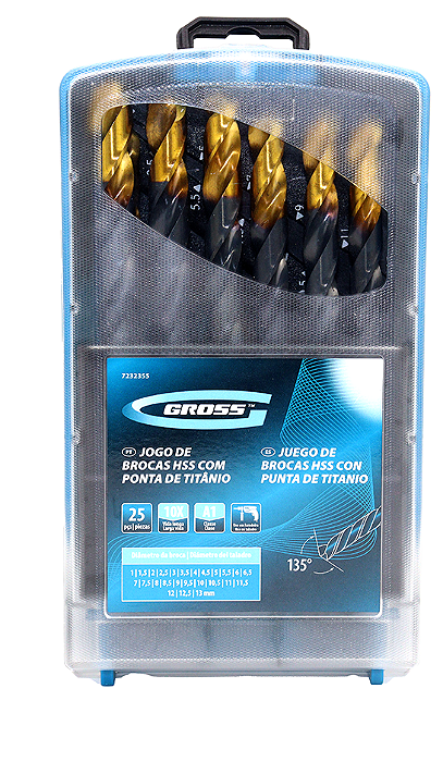 Jogo De Broca 1-13 Mm Hss C/ Nitreto De Titânio 25 Pçs Gross 7232355