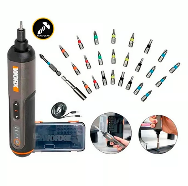 Parafusadeira Bivolt 4,0v Com Led E Kit Bits Wx240 Worx