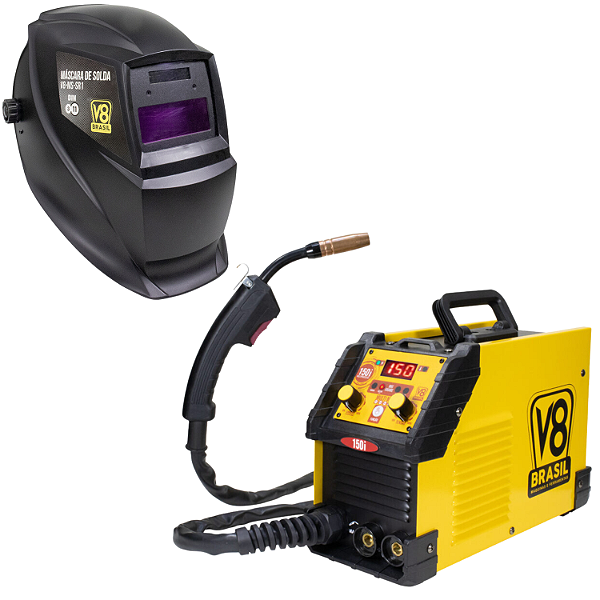 Kit Máquina Solda 150 Mig Mma Tig Seca + Máscara Ton 3 A 11