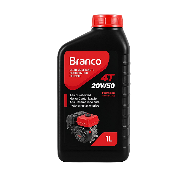 Óleo 20W50 1L para Motores 4 Tempos a Gasolina Lubrificante- BRANCO MOTORES 28152050