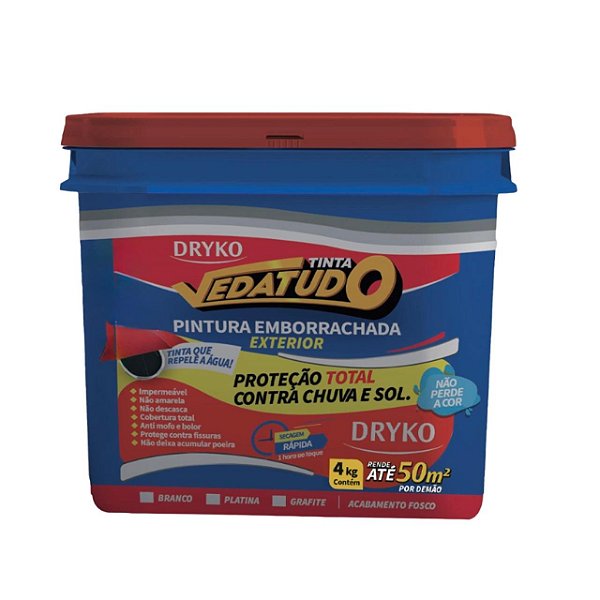 Tinta Emborrachada Vedatudo 4kg Impermeabilizante TINTAEMBP L-GL  - DRYKO