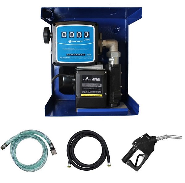 KIT ABASTECIMENTO PARA DIESEL 220V 60L POR MINUTO COM BICO AUTOMÁTICO E MANGUEIRA DE TRANSFERÊNCIA NBR 4M 8790 - BREMEN