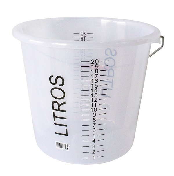 BALDE GRADUADO DE POLIETILENO 1L-20L COM ESCALA EM LITROS E ALÇA 6681 - BREMEN