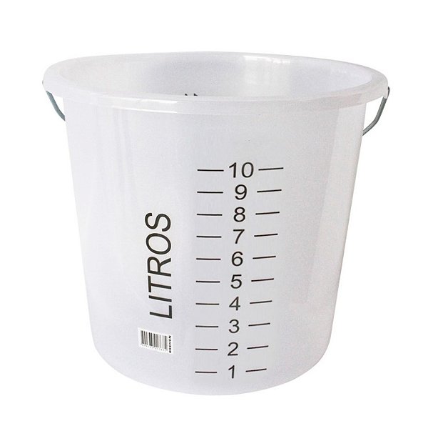 BALDE GRADUADO DE POLIETILENO 1L-10L COM ESCALA EM LITROS E ALÇA 6404 - BREMEN