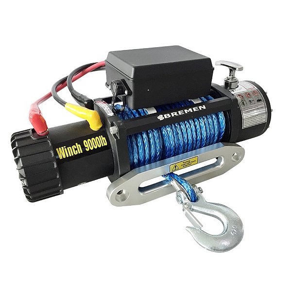 GUINCHO ELÉTRICO 12V COM CABO KEVLAR SINTÉTICO 9.000LB / 4.080KG 26M X 5/16" IP67 8777 - BREMEN