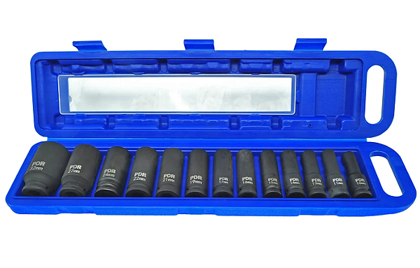 KIT SOQUETES SEXTAVADOS 1/2" CONTENDO 13 PEÇAS COM MALETA 78MM PRO-1032K - BERLINER - PDR