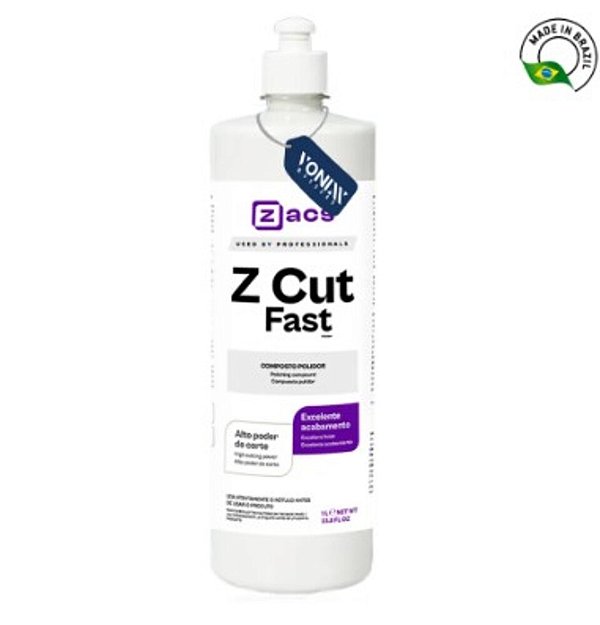 COMPOSTO POLIDOR PROFISSIONAL Z CUT FAST 1L ZACS ALTO DESEMPENHO EM TODAS AS PINTURAS 2009065 - VONIXX