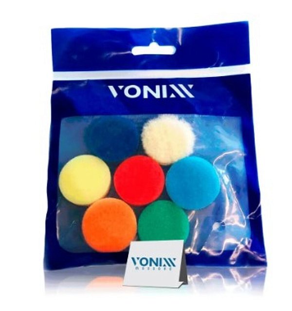KIT COMPLETO DE BOINAS 1" 7 UNIDADES, TODAS AS ETAPAS DE POLIMENTO EM UM ÚNICO CONJUNTO 2005151 - VONIXX