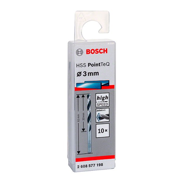 BROCA PARA METAL PROFISSIONAL BOSCH HSS-POINTTEQ 3,0 MM KIT COM 10 UNIDADES 2608577198-000 - BOSCH