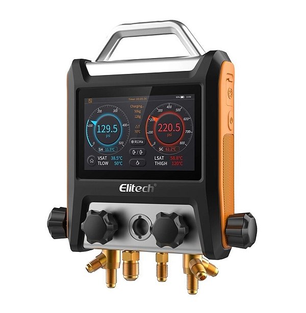 MANIFOLD DIGITAL PROFISSIONAL MS-4000 ELITECH 4 VIAS COM VACUÔMETRO BLUETOOTH E MALLETA COMPLETA 4031 - ELITECH