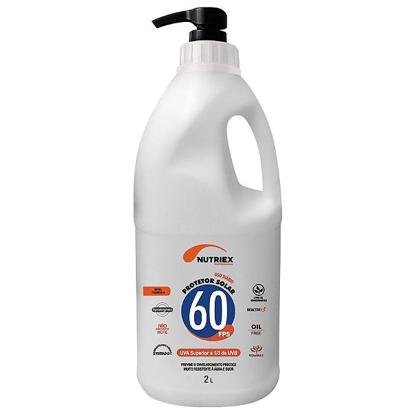 PROTETOR SOLAR FPS60 UVA CORPORAL PROFISSIONAL 2L PROTEÇÃO CORPORAL DURADOURA CONTRA O SOL 61036 - NUTRIEX