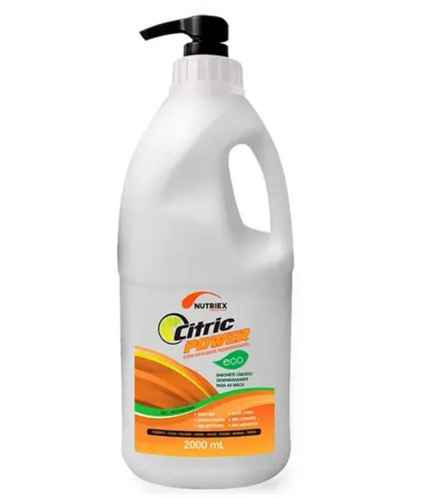 SABONETE LÍQUIDO DESENGRAXANTE CITRIC POWER ECO COM ESFOLIANTE USO PROFISSIONAL 2L - 63636 - NUTRIEX