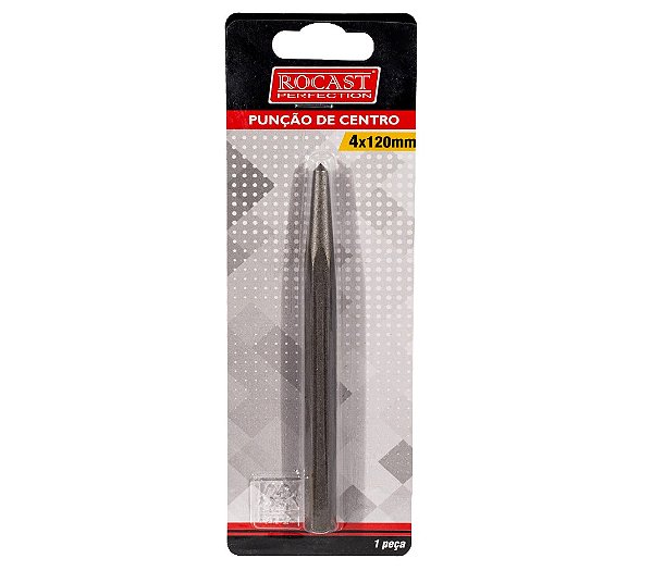 PUNÇÃO DE CENTRO 4X120MM PARA MARCAÇÃO EM METAL FERRAMENTA PRECISA PARA FURAÇÃO PROFISSIONAL 481,0003  ROCAST - AMATOOLS
