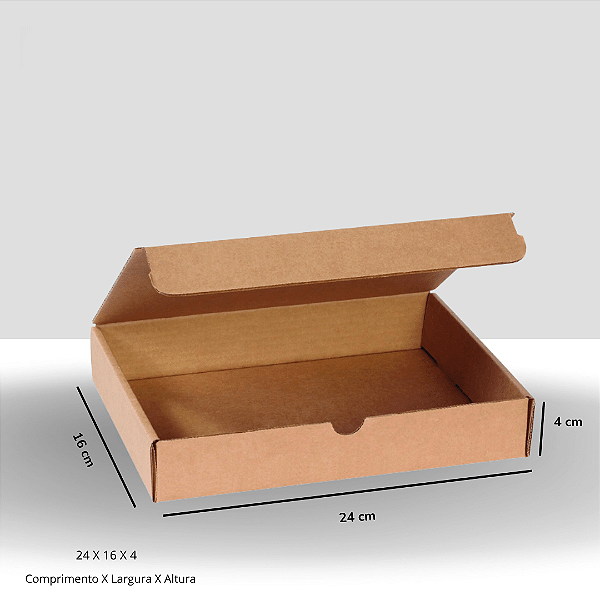 Caixa de Papelão 24x16x4 cm Fechamento Tipo Sedex para Envio  E-commerce