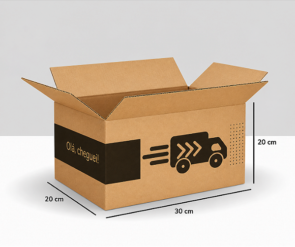 Caixa de Papelão Tipo Maleta 30x20x20 Ola cheguei cm para Envio e E-commerce