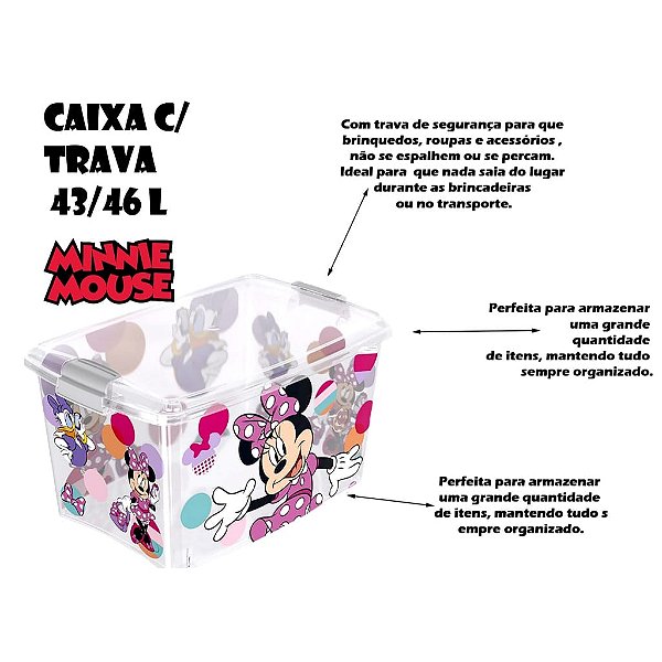 Caixa Organizadora Multiuso 46l Com Trava Minnie
