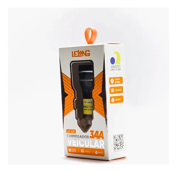 Carregador Rapido Veicular 3.4a Lelong C/2 Portas Usb.