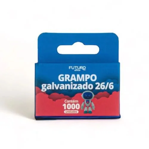 Grampo Galvanizado 26/6 Caixa com 1000 Futuro - Jocar Office
